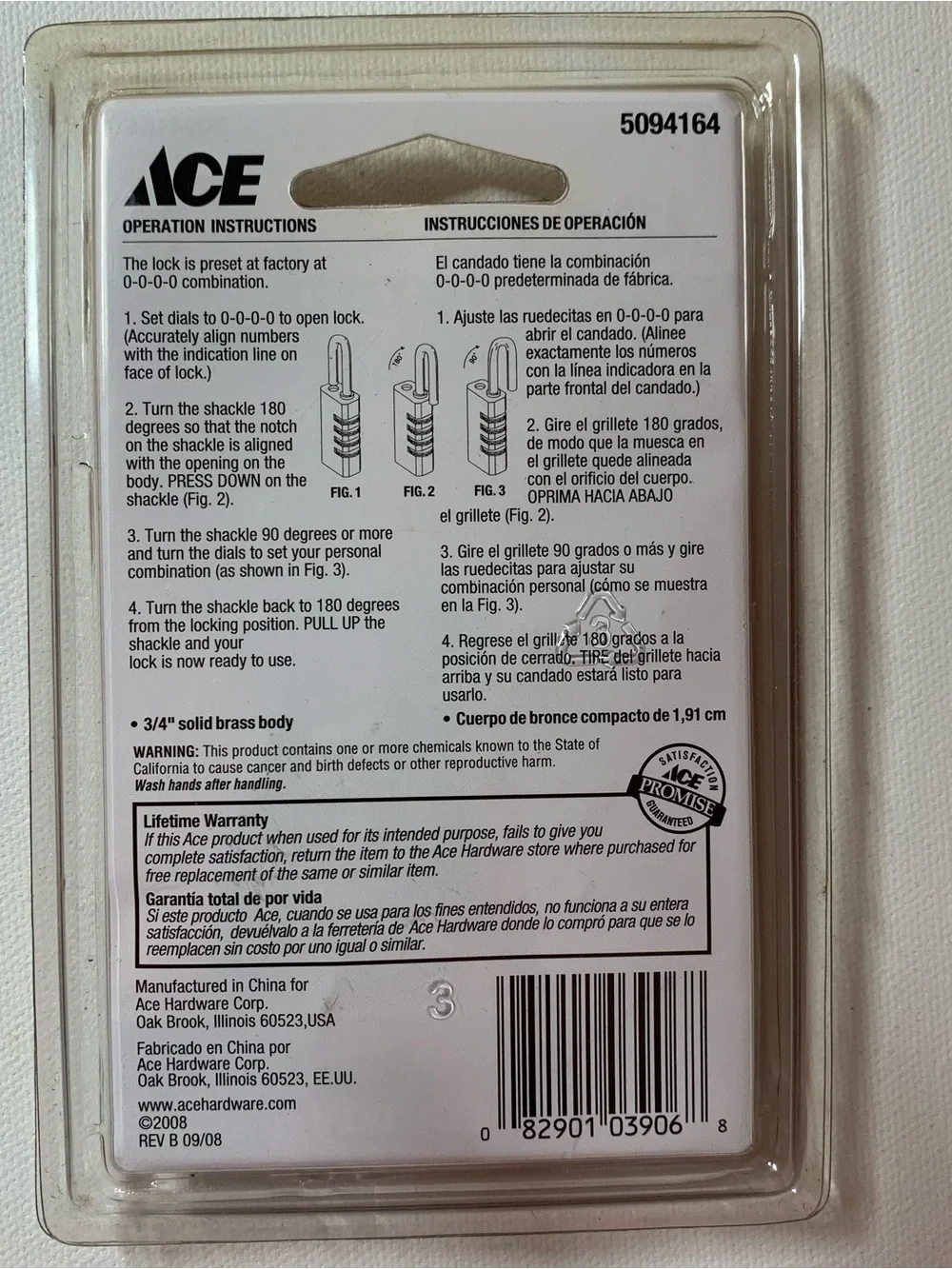 Brand new Ace padlock slid brass body set of 2